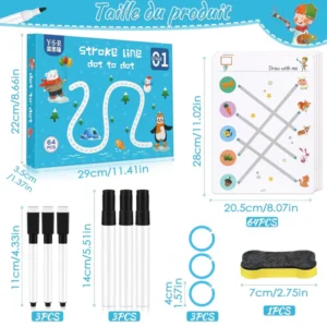 Reusable PreSchool Early Education Tracing Book with 64 Pages